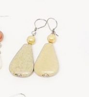 Picture Jasper and Shell Pearl sterling silver earrings